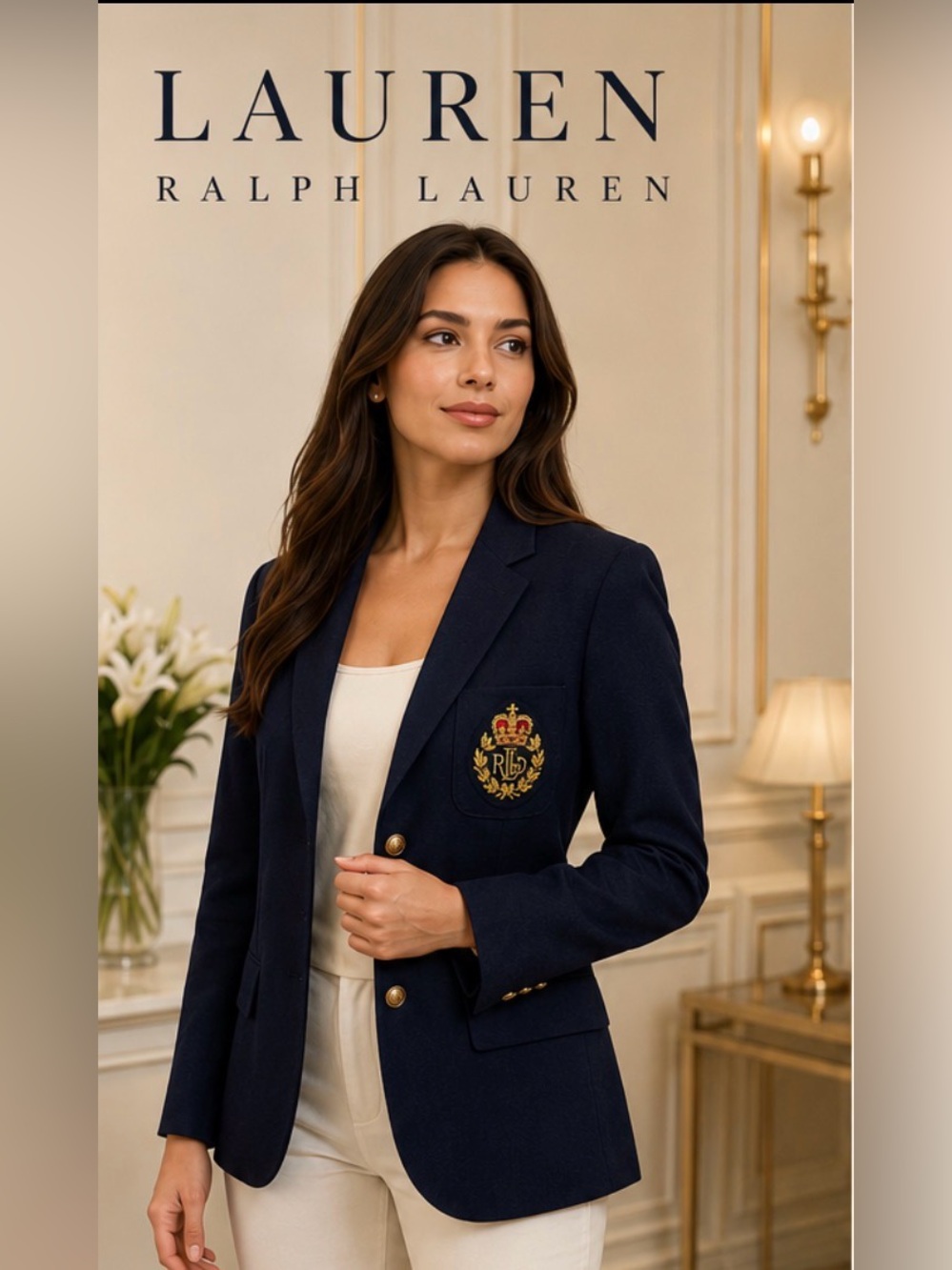 Lauren Ralph Lauren Navy Crest Blazer – Women’s Size 12 – Gold Buttons